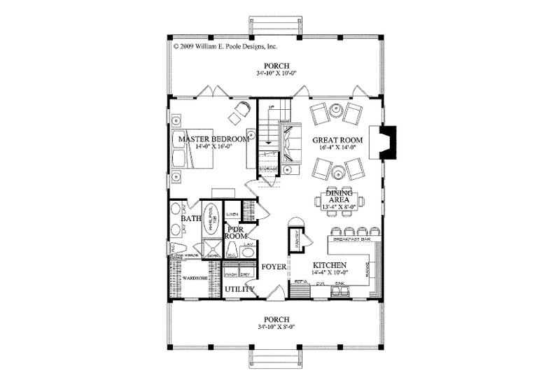 Dream House Plan - Floor Plan - Main Floor for Country House Plan #137-262 - 3 bed, 2.5 bath