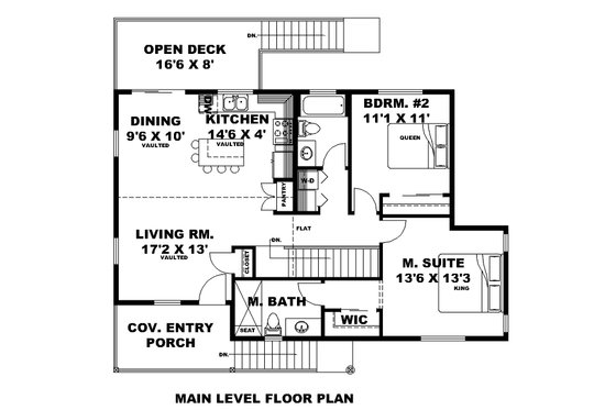 Floor Plan - Main Floor for Cottage House Plan #117-1050 - 3 bed, 3 bath