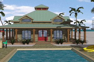 Southern Exterior - Front Elevation Plan #8-297