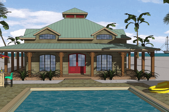 Exterior - Front Elevation for Southern House Plan #8-297 - 3 bed, 2 bath