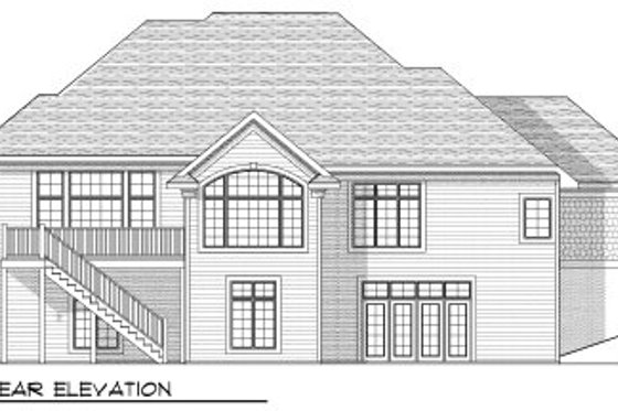 Exterior - Rear Elevation for European House Plan #70-806 - 4 bed, 3 bath