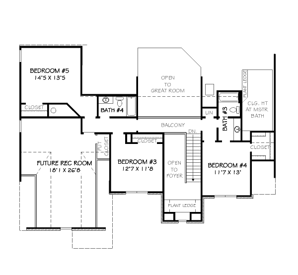 Traditional Floor Plan - Upper Floor Plan #424-49