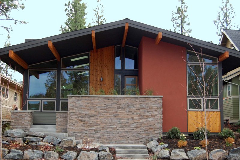 House Blueprint - Exterior - Front Elevation 4 for Modern House Plan #895-23 - 3 bed, 2 bath