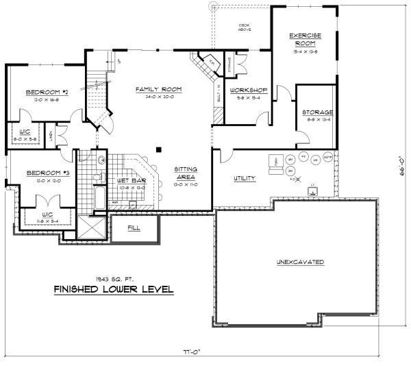 Traditional Floor Plan - Lower Floor Plan #51-330