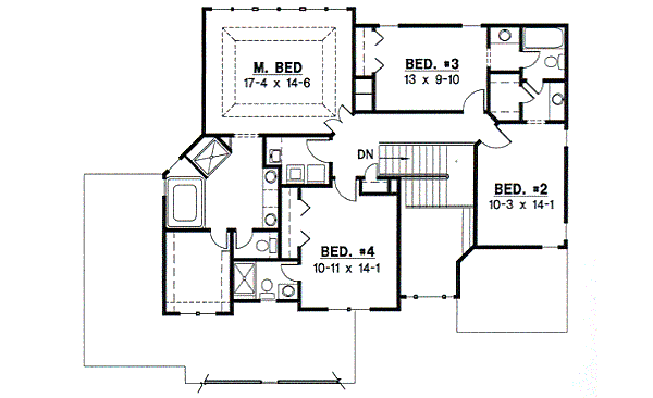 Traditional Floor Plan - Upper Floor Plan #67-524