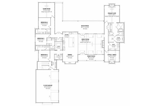 Floor Plan - Main Floor for Farmhouse House Plan #1096-124 - 4 bed, 4.5 bath