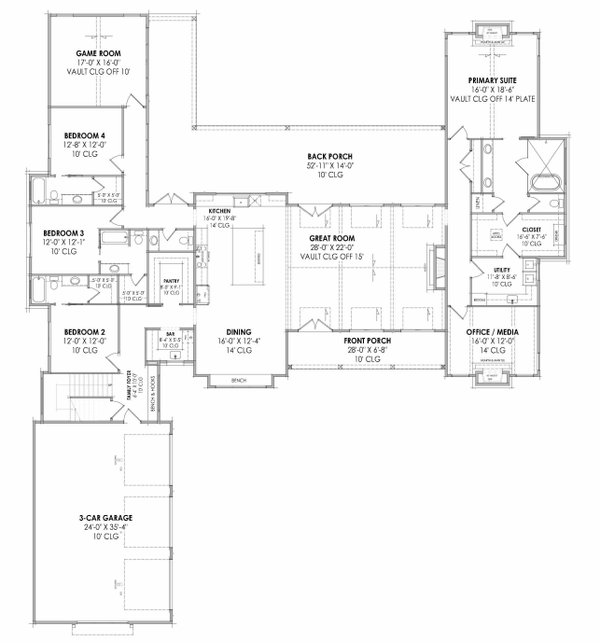 Dream House Plan - Farmhouse Floor Plan - Main Floor Plan #1096-124