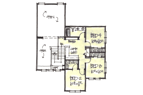 Floor Plan - Upper Floor for Country House Plan #20-248 - 4 bed, 2.5 bath