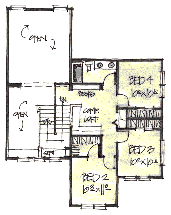 House Plan Design - Country Floor Plan - Upper Floor Plan #20-248