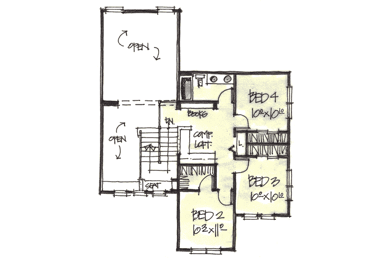 Home Plan - Floor Plan - Upper Floor for Country House Plan #20-248 - 4 bed, 2.5 bath