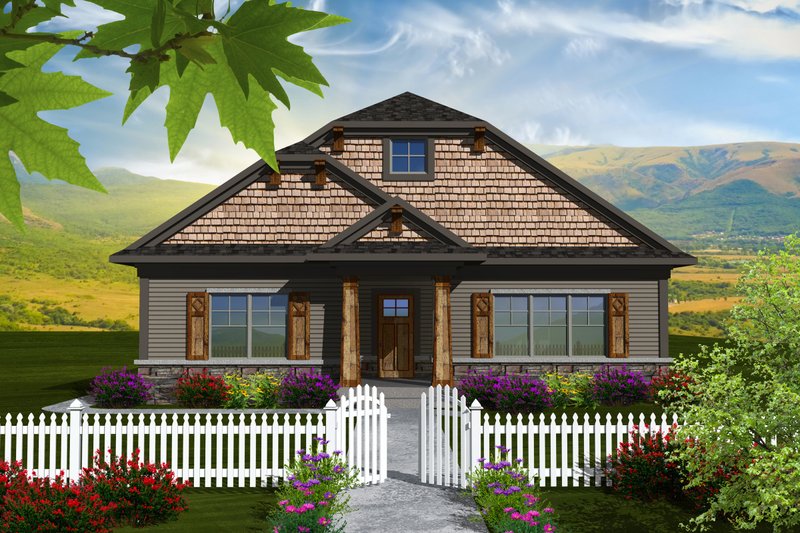 House Blueprint - Craftsman Exterior - Front Elevation Plan #70-1114