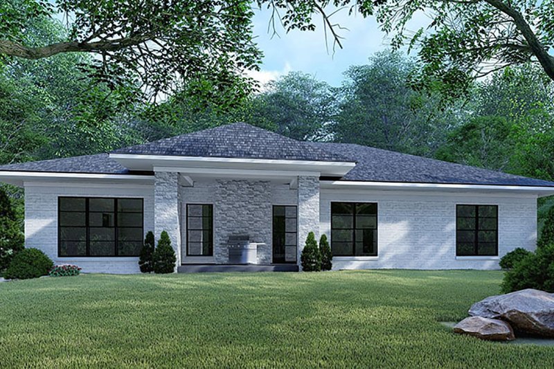 Home Plan - Exterior - Rear Elevation 1 for Mediterranean House Plan #923-124 - 4 bed, 2 bath