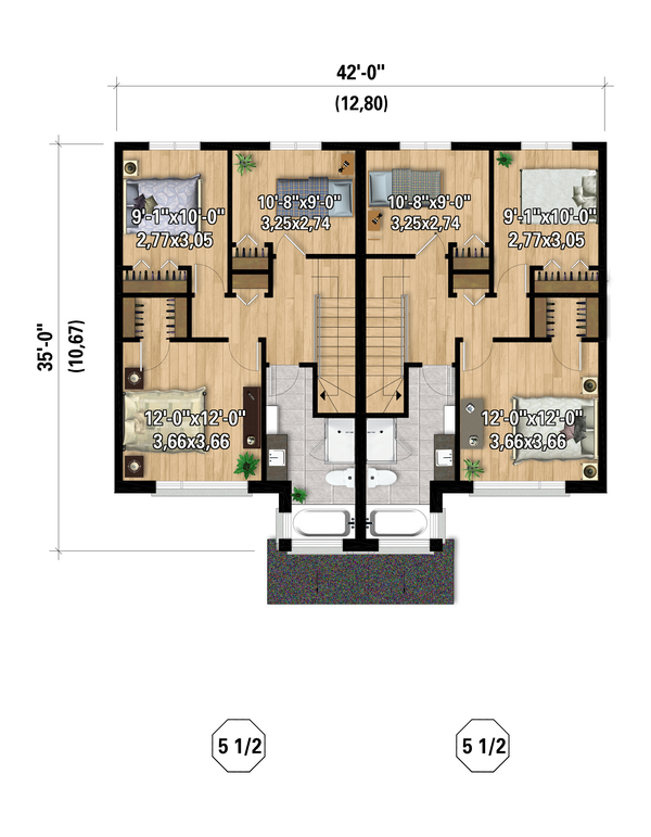 Contemporary Floor Plan - Upper Floor Plan #25-5031