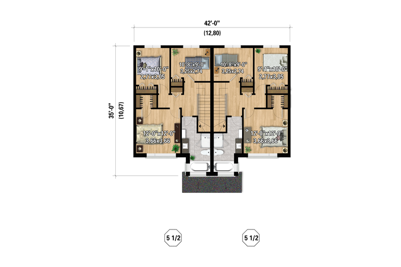 Architectural House Design - Floor Plan - Upper Floor for Contemporary House Plan #25-5031 - 9 bed, 3 bath