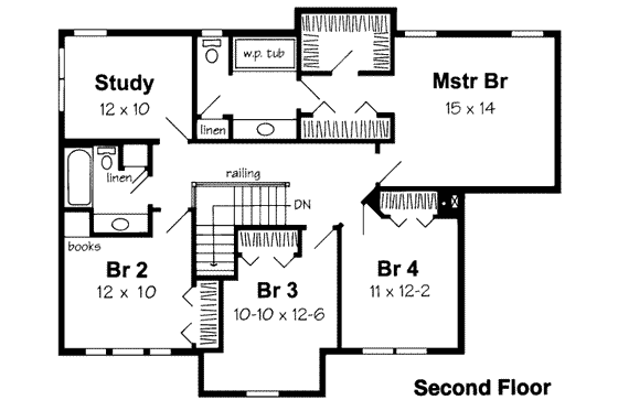 Floor Plan - Upper Floor for Country House Plan #312-394 - 4 bed, 2.5 bath