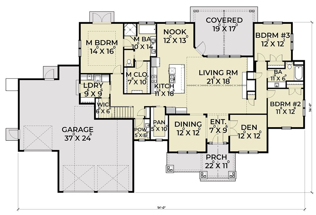 Craftsman Style House Plan 3 Beds 2 5 Baths 2546 Sq Ft Plan