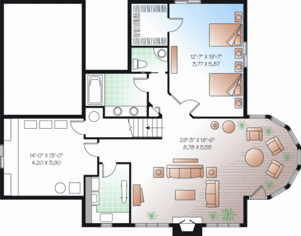 House Plan Design - Traditional Floor Plan - Lower Floor Plan #23-2286
