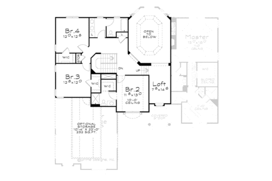 Floor Plan - Upper Floor for Traditional House Plan #20-1824 - 4 bed, 4 bath