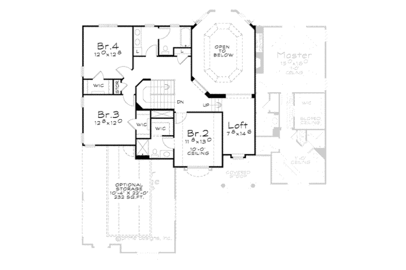 Home Plan - Floor Plan - Upper Floor for Traditional House Plan #20-1824 - 4 bed, 4 bath