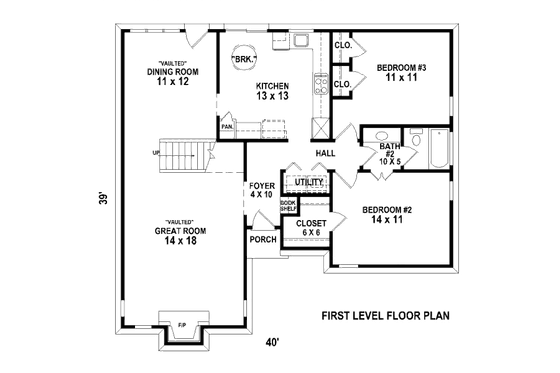 Floor Plan - Main Floor House Plan #81-13861 - 3 bed, 2 bath