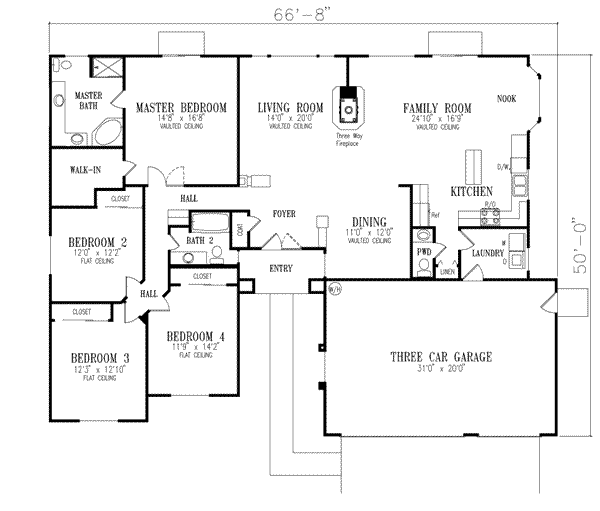 Mediterranean Style House Plan - 4 Beds 2.5 Baths 2258 Sq/Ft Plan #1 ...