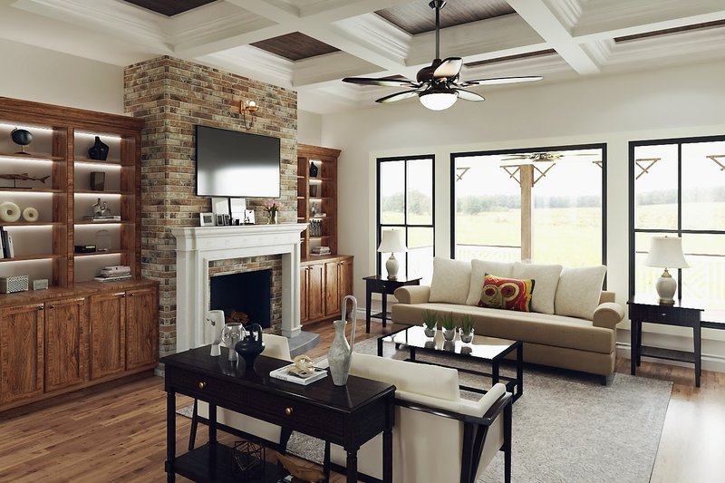 House Plan Design - Interior - Family Room for Farmhouse House Plan #54-575 - 3 bed, 2.5 bath