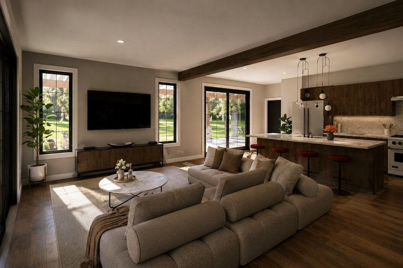 Dream House Plan - Interior - Family Room for Barndominium House Plan #1064-487 - 2 bed, 2 bath