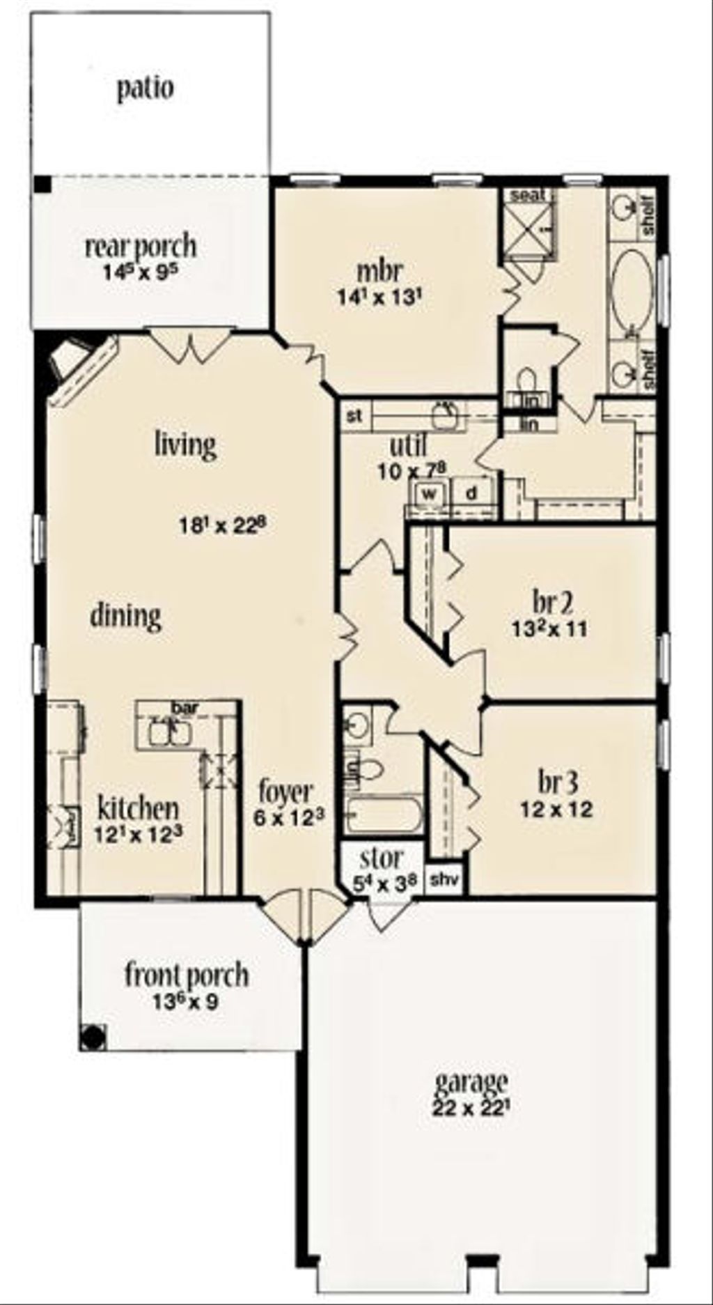 European Style House Plan 3 Beds 2 Baths 1531 Sq Ft Plan 36 456 Eplans Com