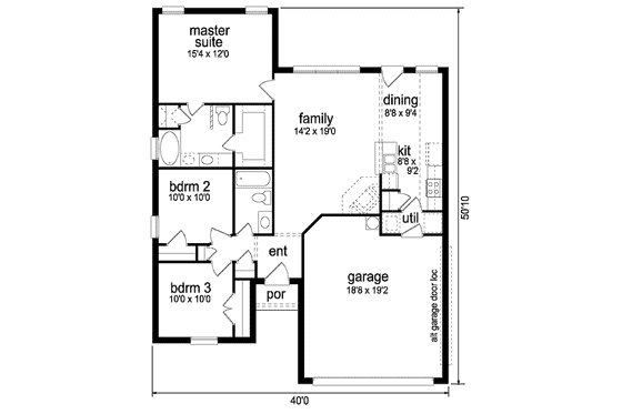 Floor Plan - Main Floor for Traditional House Plan #84-297 - 3 bed, 2 bath