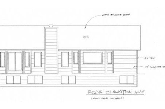 Exterior - Rear Elevation for Traditional House Plan #58-208 - 2 bed, 2 bath