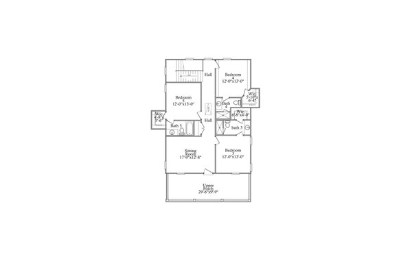 Traditional Floor Plan - Upper Floor Plan #69-401