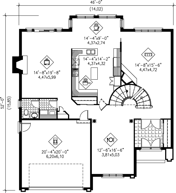 Architectural House Design - Traditional Floor Plan - Main Floor Plan #25-2019