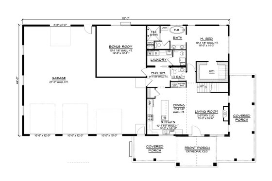Floor Plan - Main Floor for Barndominium House Plan #1064-221 - 4 bed, 4.5 bath