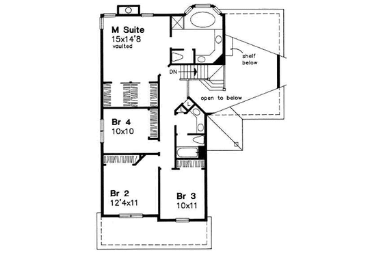 Floor Plan - Upper Floor for Traditional House Plan #50-148 - 5 bed, 3 bath