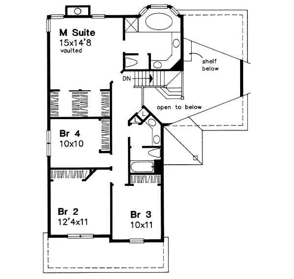 Traditional Floor Plan - Upper Floor Plan #50-148