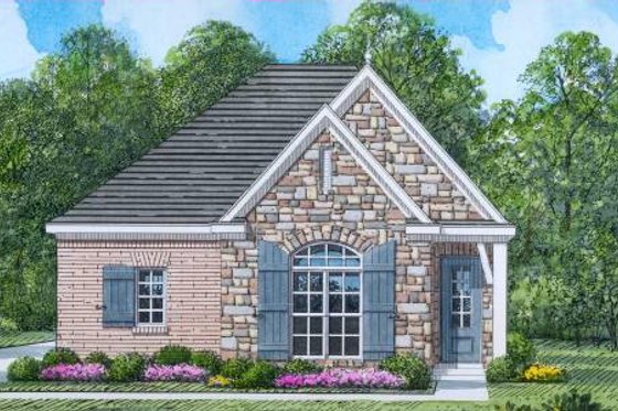 Exterior - Front Elevation for European House Plan #424-46 - 3 bed, 2 bath