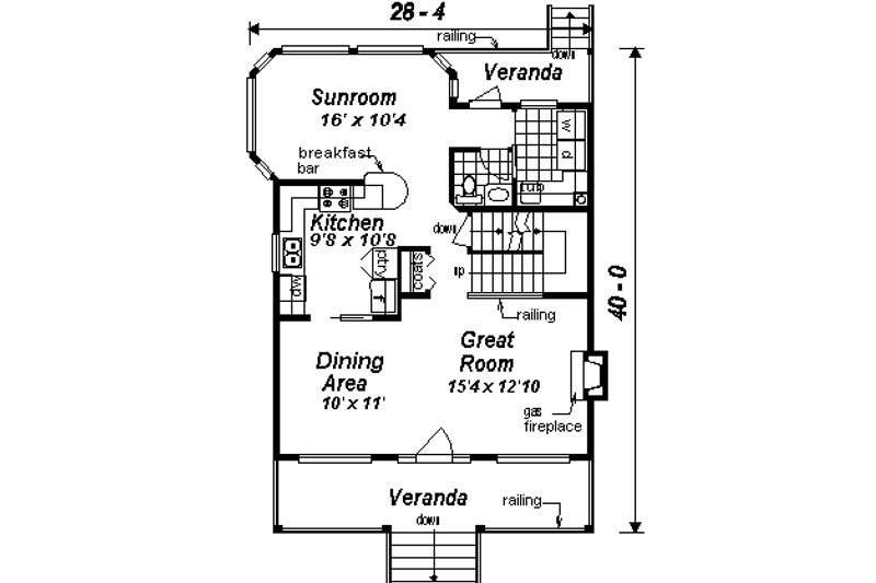 House Plan Design - Floor Plan - Main Floor for Cottage House Plan #18-289 - 3 bed, 3 bath