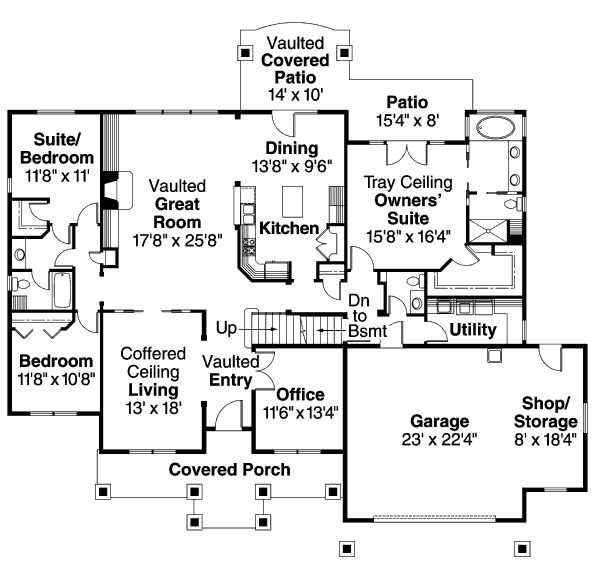 Architectural House Design - Craftsman Floor Plan - Main Floor Plan #124-643