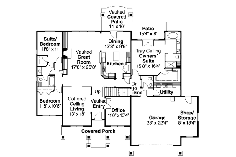 Dream House Plan - Floor Plan - Main Floor for Craftsman House Plan #124-643 - 3 bed, 3.5 bath