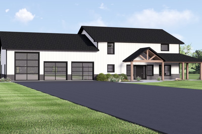 House Blueprint - Barndominium Exterior - Front Elevation Plan #1064-444