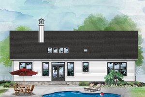 Exterior - Rear Elevation for Farmhouse House Plan #929-1133 - 3 bed, 2 bath