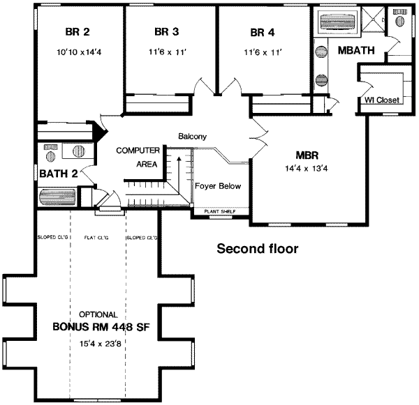 Country Floor Plan - Upper Floor Plan #316-107