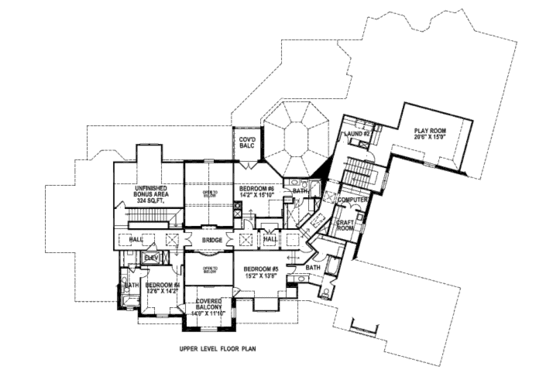 Floor Plan - Upper Floor for European House Plan #141-279 - 6 bed, 7.5 bath