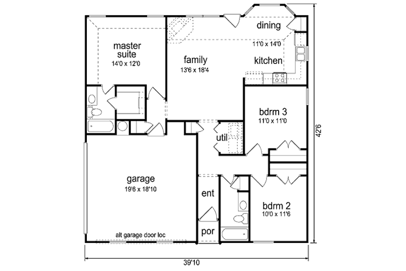 Dream House Plan - Floor Plan - Main Floor for Ranch House Plan #84-473 - 3 bed, 2 bath