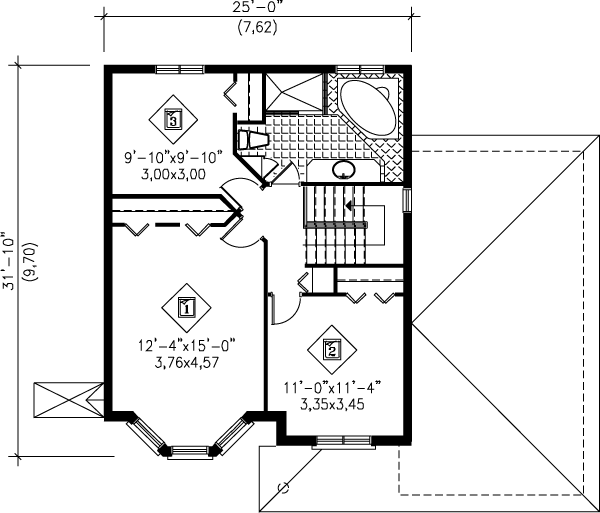 European Floor Plan - Upper Floor Plan #25-2193