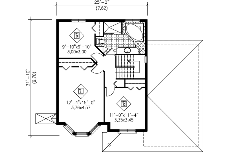 Dream House Plan - Floor Plan - Upper Floor for European House Plan #25-2193 - 3 bed, 1.5 bath