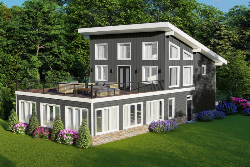 House Blueprint - Exterior - Rear Elevation for Contemporary House Plan #932-678 - 2 bed, 2.5 bath