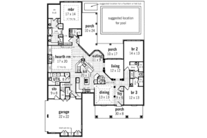 Floor Plan - Main Floor for Craftsman House Plan #45-362 - 3 bed, 3 bath