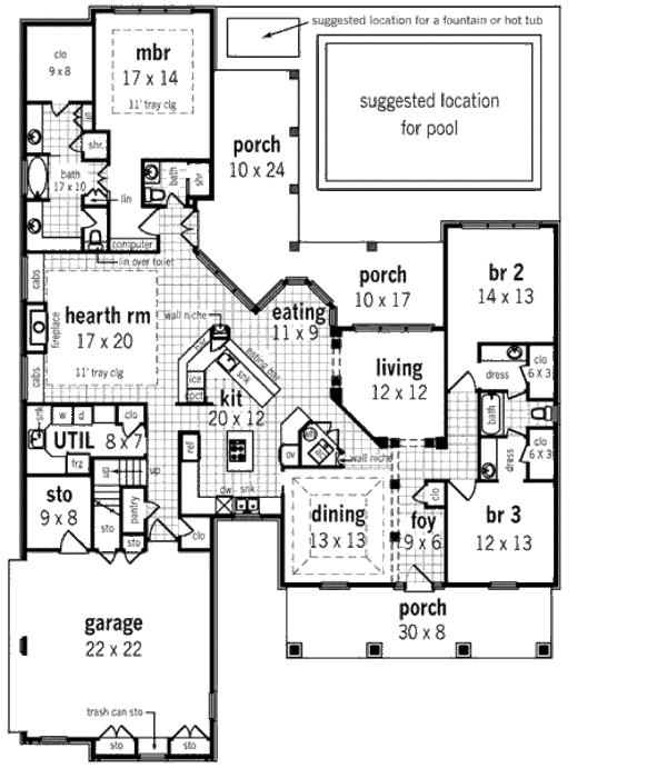 Craftsman Floor Plan - Main Floor Plan #45-362