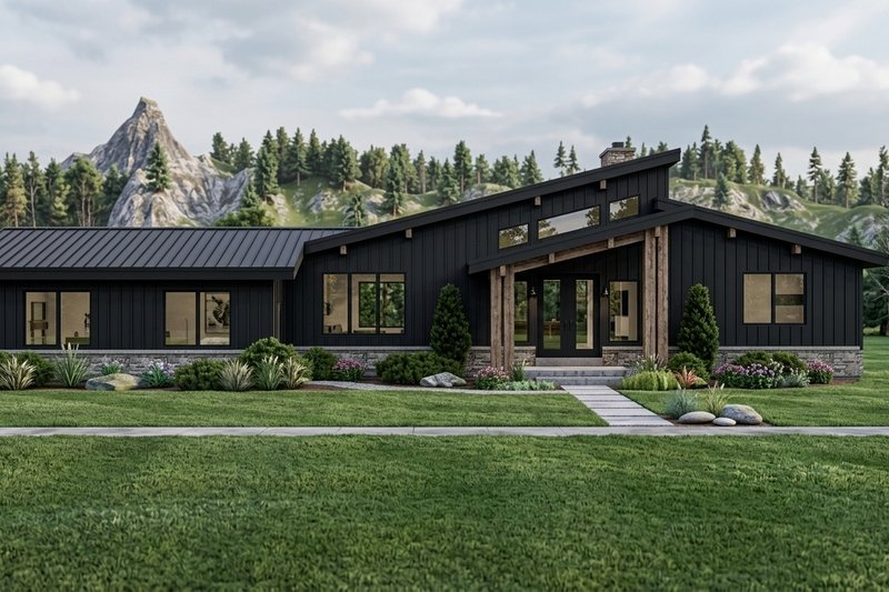 House Blueprint - Exterior - Front Elevation 2 for Contemporary House Plan #1064-387 - 3 bed, 2 bath